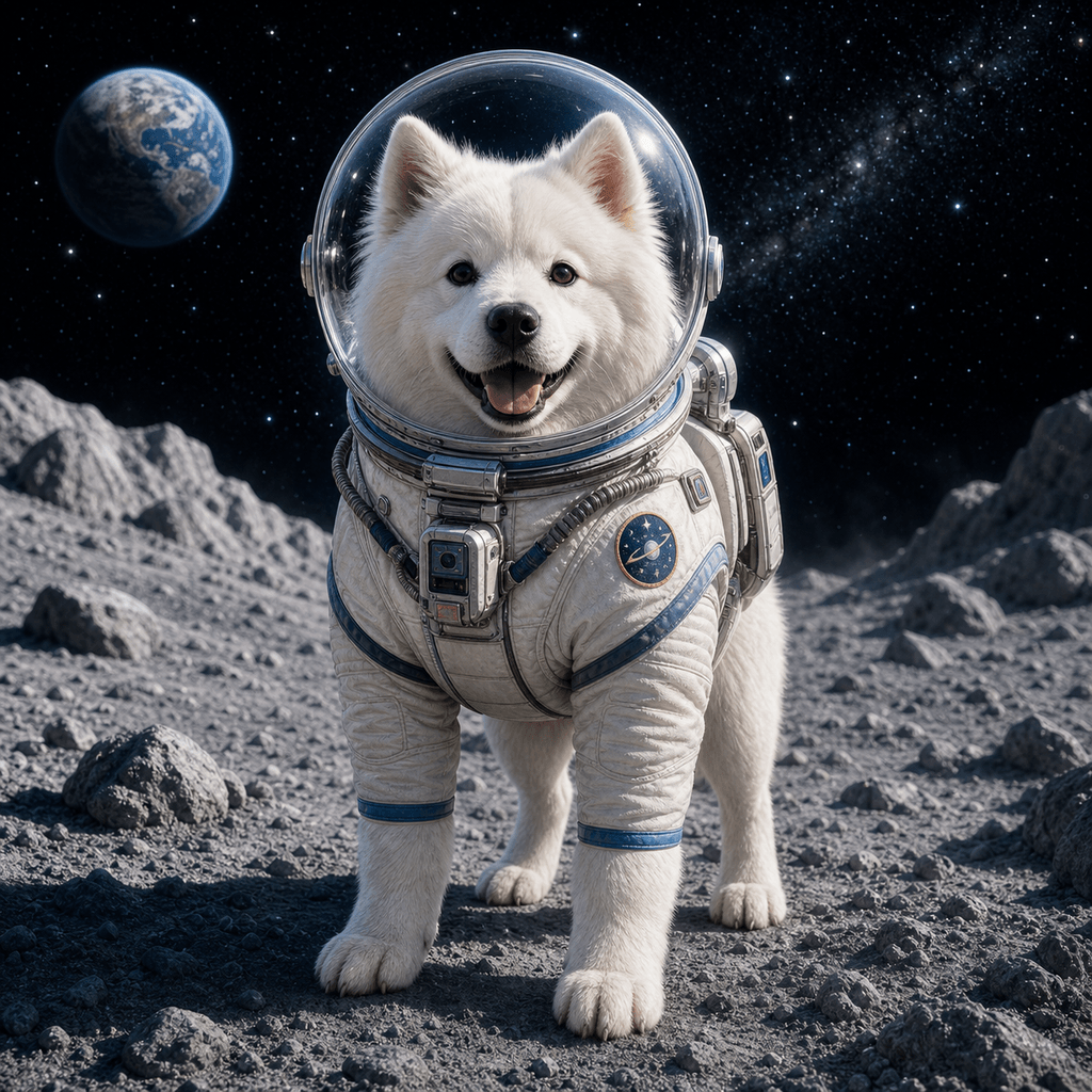 AI astronaut pet portrait example
