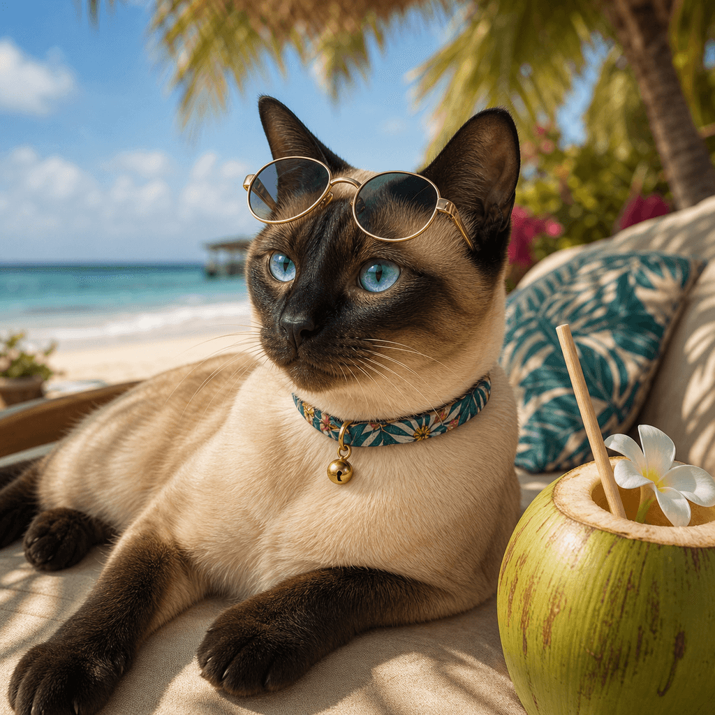 AI beach vacation pet portrait example