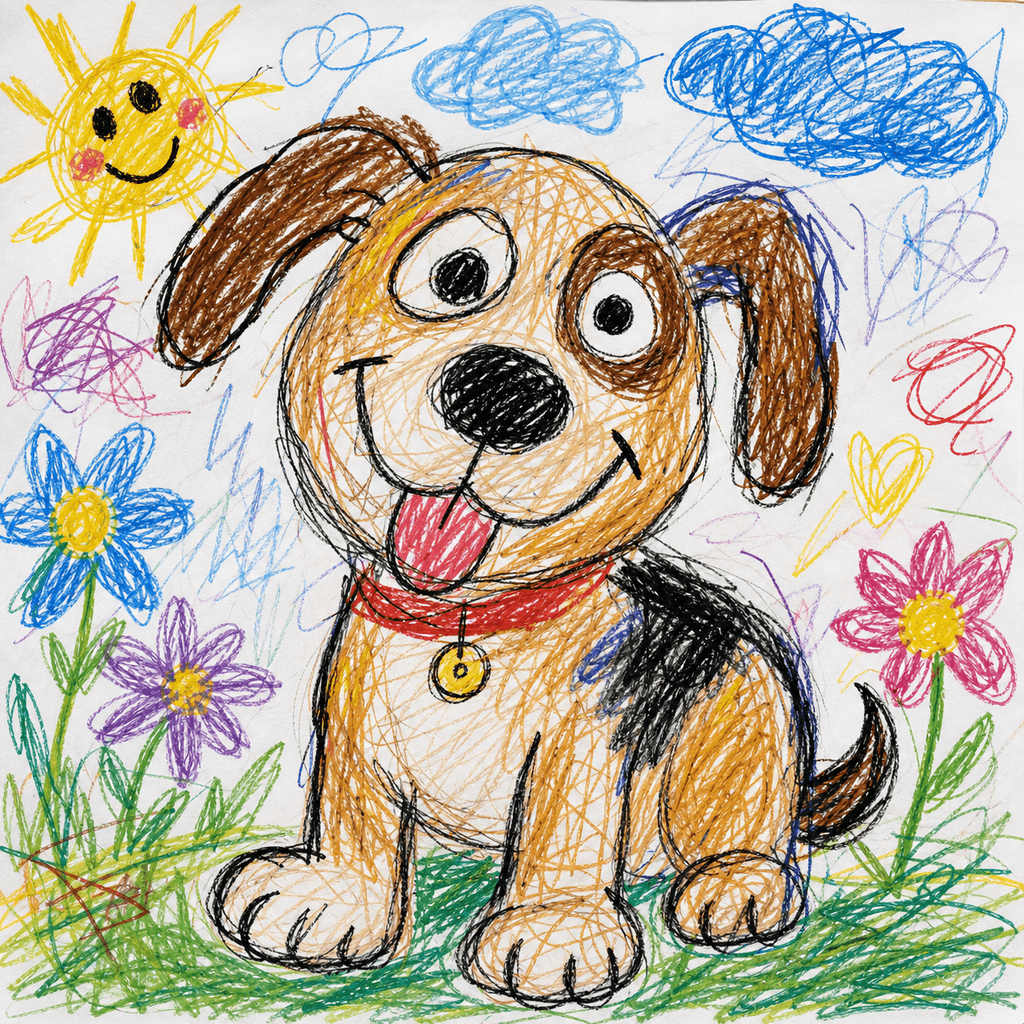 AI childlike pet drawing example