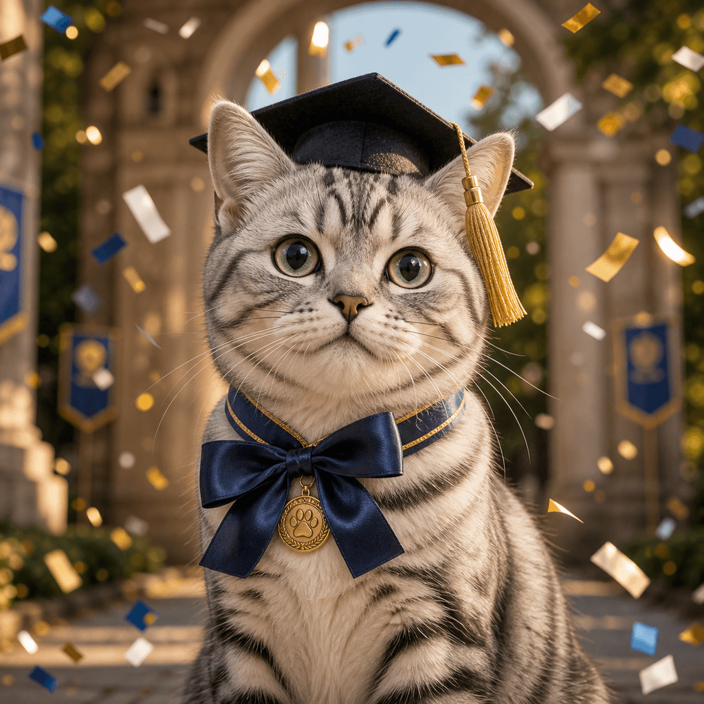 AI graduation pet portrait example