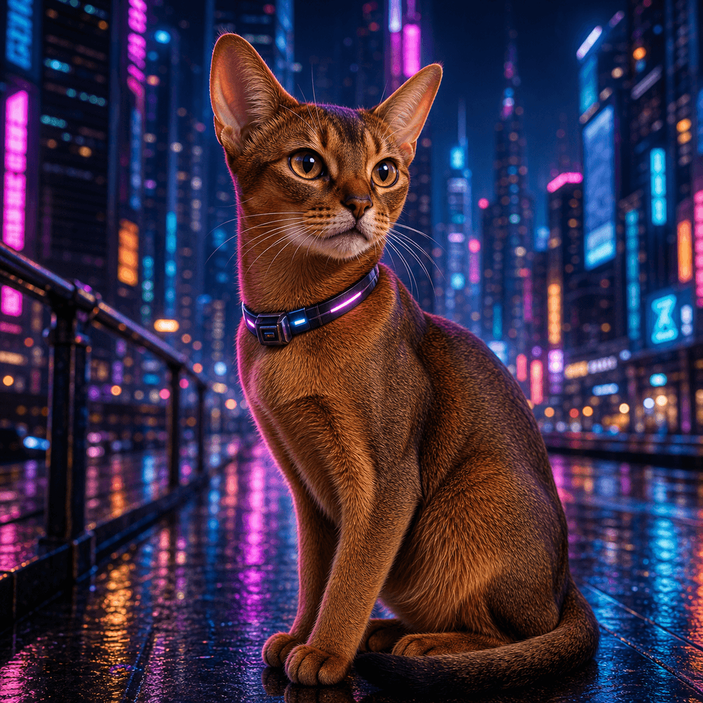 AI neon city pet portrait example