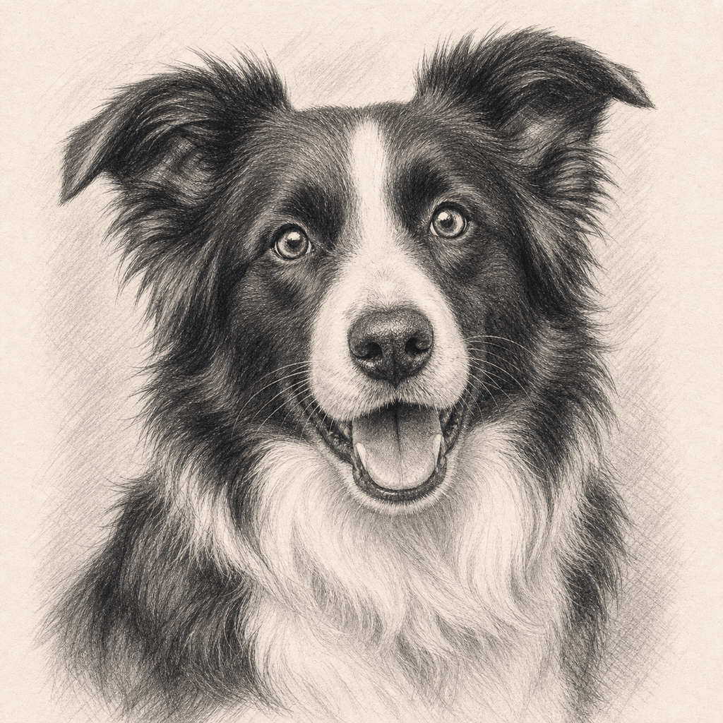 AI pencil sketch pet portrait example
