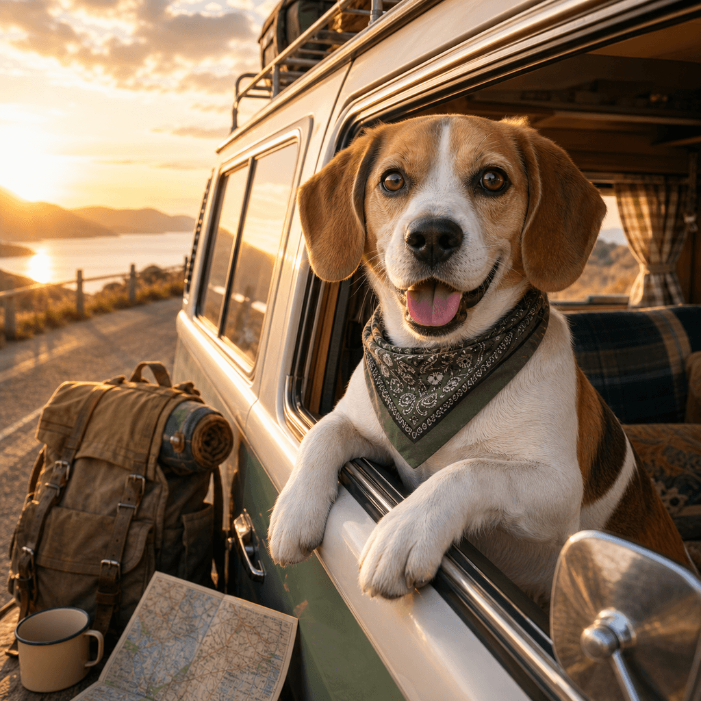 AI road trip pet portrait example