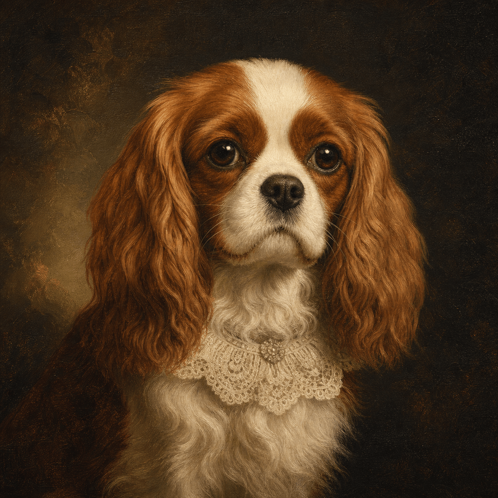 AI vintage oil painting pet portrait example